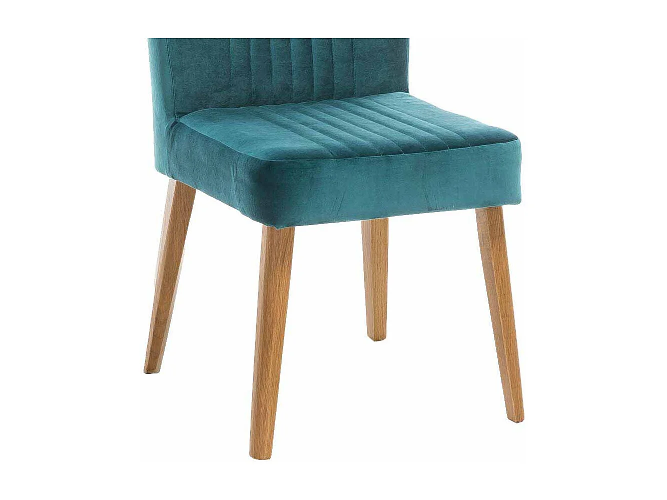 Retrostuhl in Petrol Stoff Holzbeine Eiche massiv (2er Set)