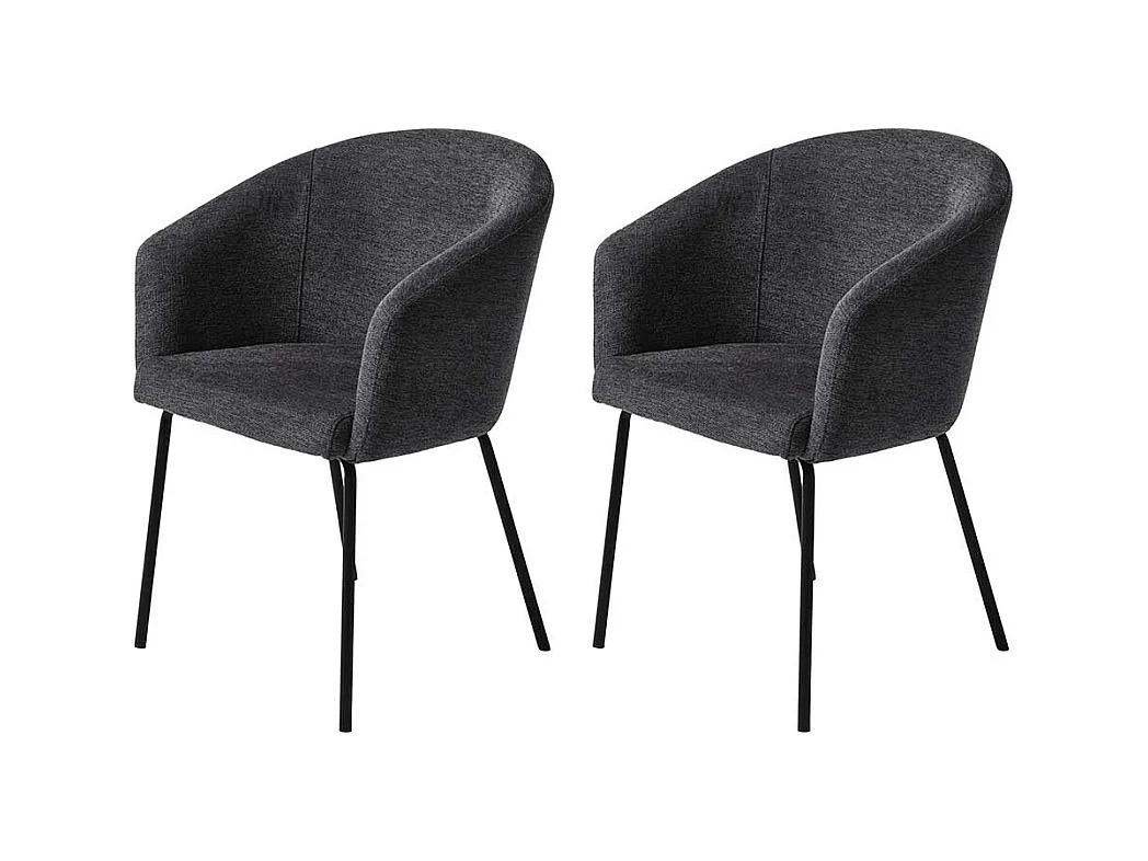 Schlafzimmer Stuhl in Dunkelgrau und Schwarz Armlehnen (2er Set)