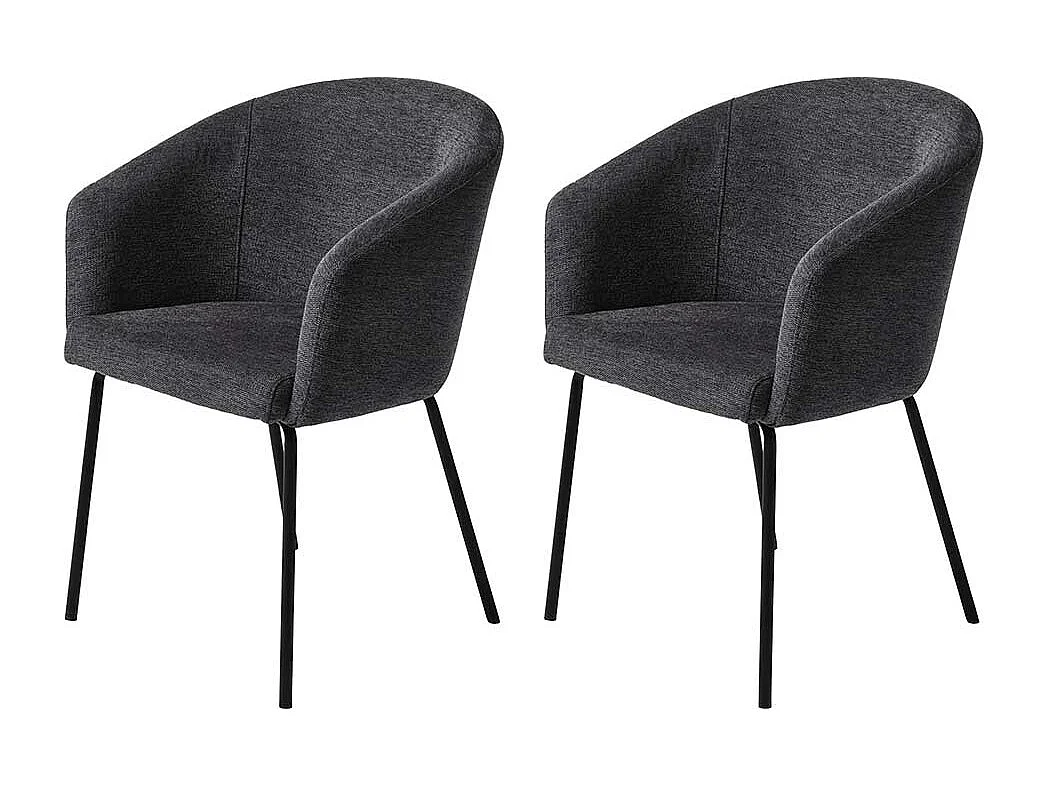 Schlafzimmer Stuhl in Dunkelgrau und Schwarz Armlehnen (2er Set)