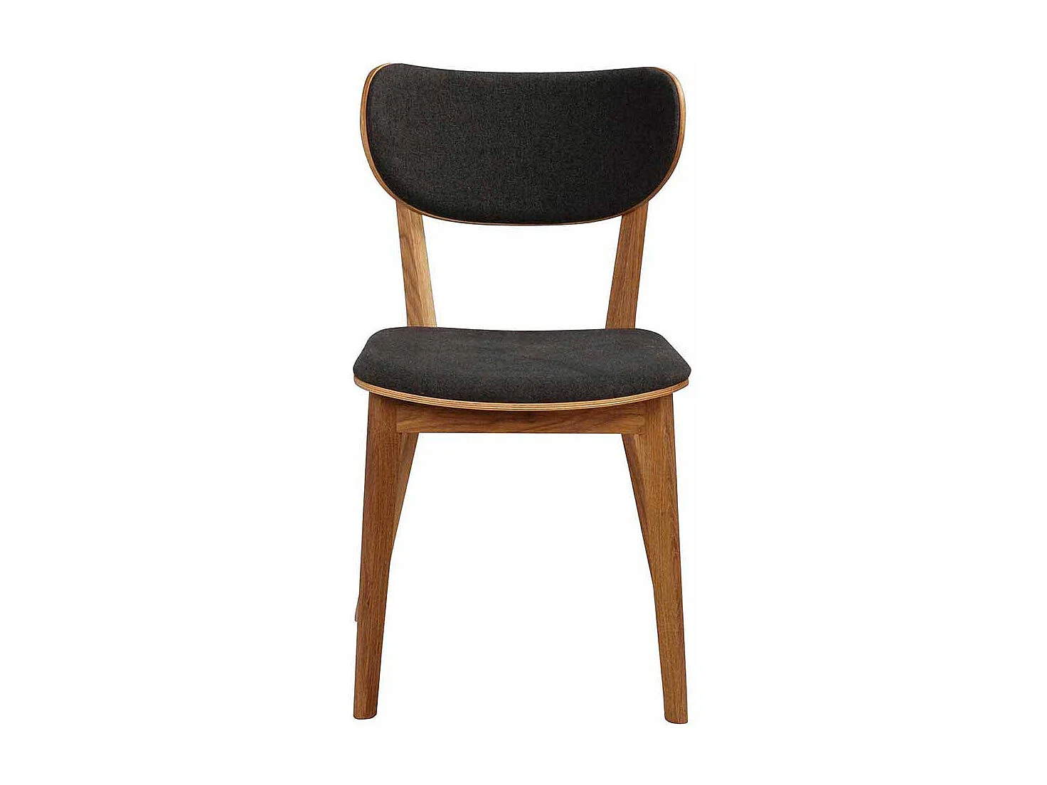 Esstischstuhl Set in Dunkelgrau Stoff Eiche Massivholz (2er Set)