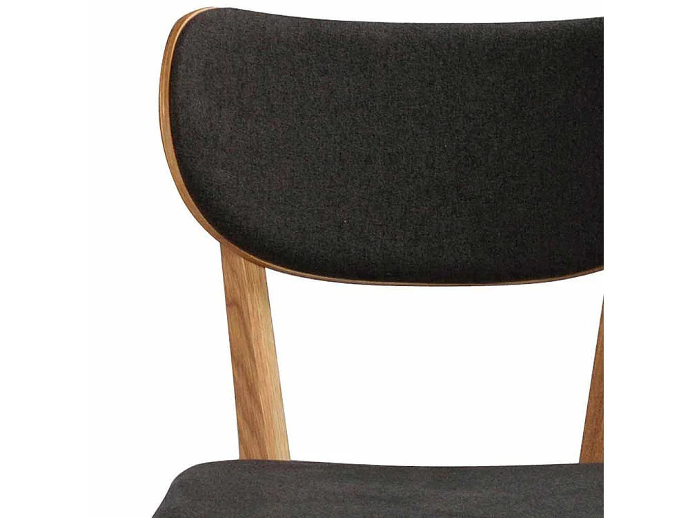 Esstischstuhl Set in Dunkelgrau Stoff Eiche Massivholz (2er Set)