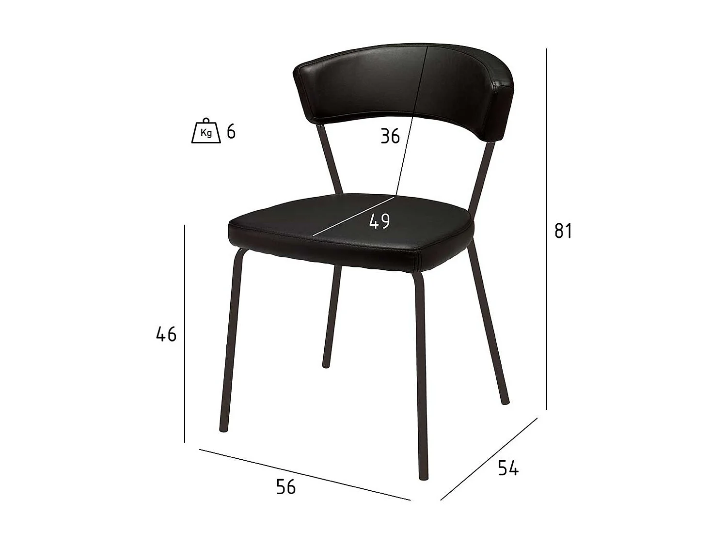 Polsterst�hle in Schwarz Kunstleder Metallgestell (4er Set)