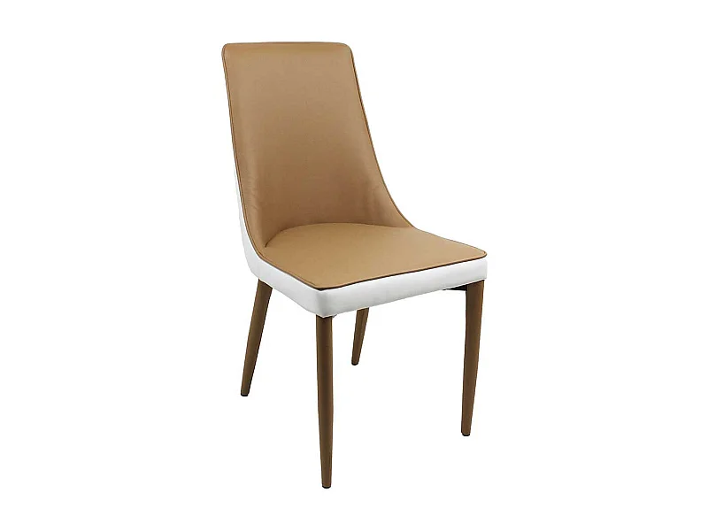 Polsterstühle Esszimmer Kunstlederbezug Hellbraun & Weiß (2er Set)