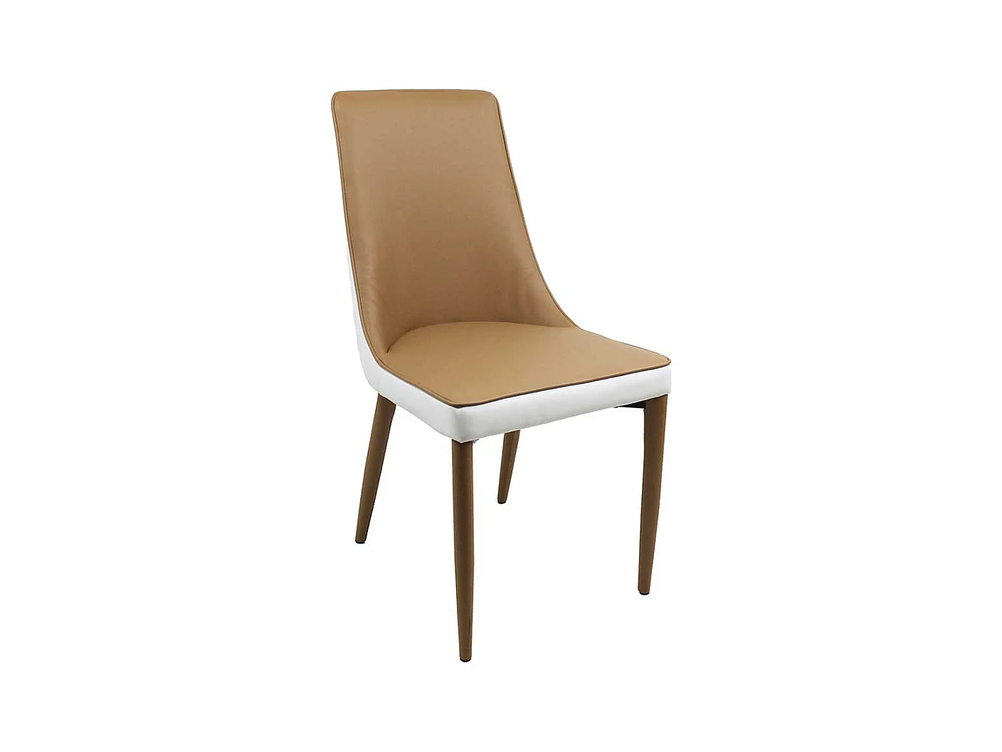 Polsterstühle Esszimmer Kunstlederbezug Hellbraun & Weiß (2er Set)