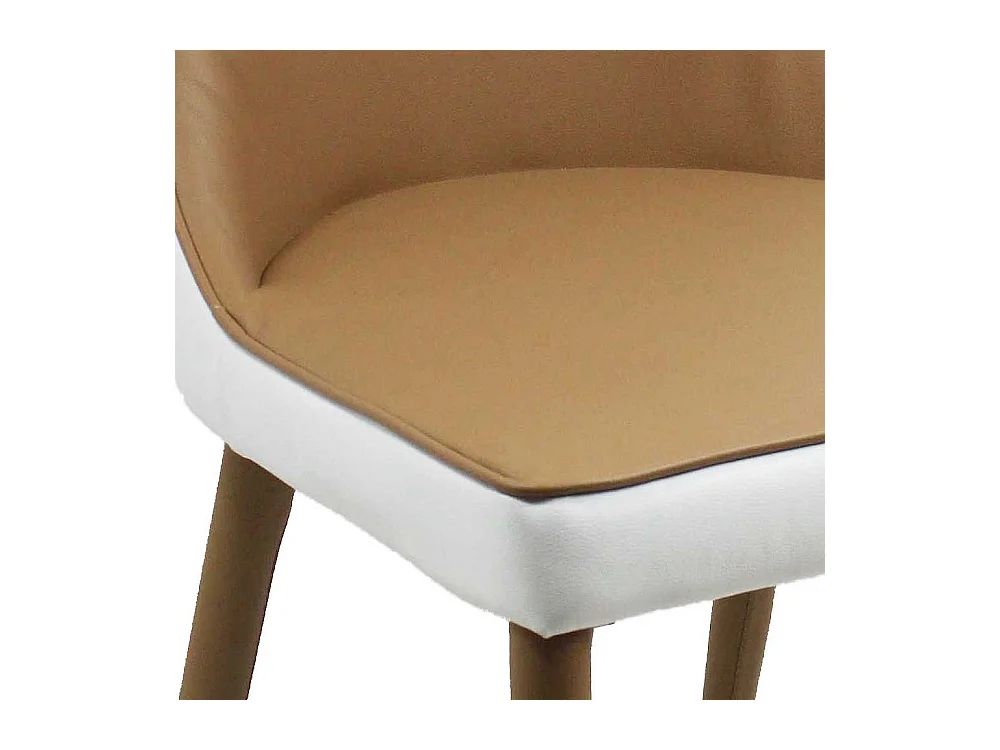 Polsterstühle Esszimmer Kunstlederbezug Hellbraun & Weiß (2er Set)