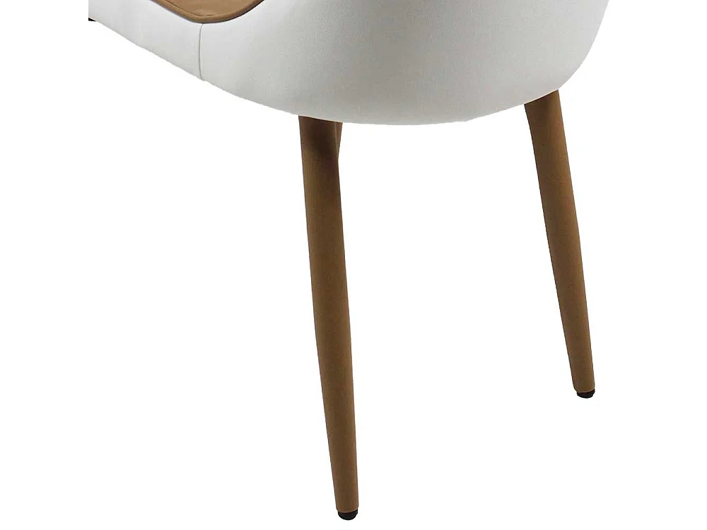 Polsterstühle Esszimmer Kunstlederbezug Hellbraun & Weiß (2er Set)