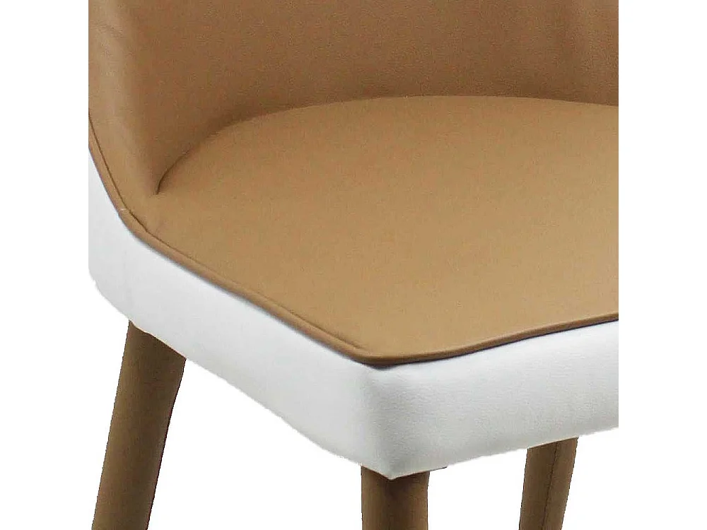 Polsterstühle Esszimmer Kunstlederbezug Hellbraun & Weiß (2er Set)