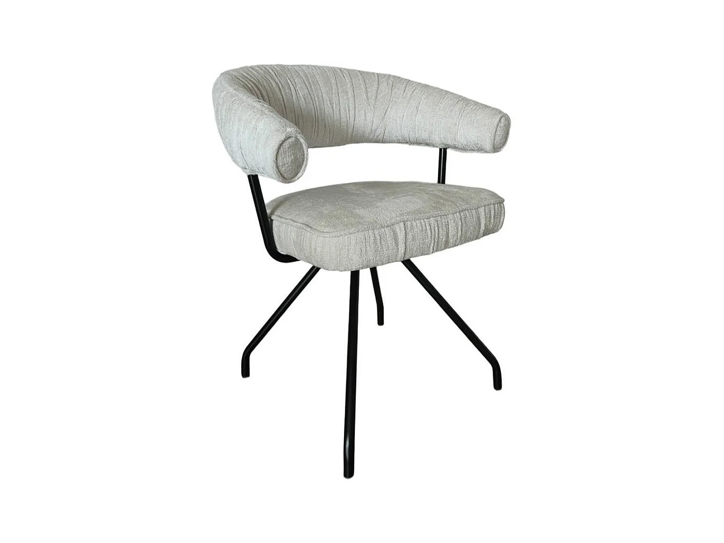 Armlehnenstuhl Esstischstuhl in Beige aus Chenillegewebe (2er Set)