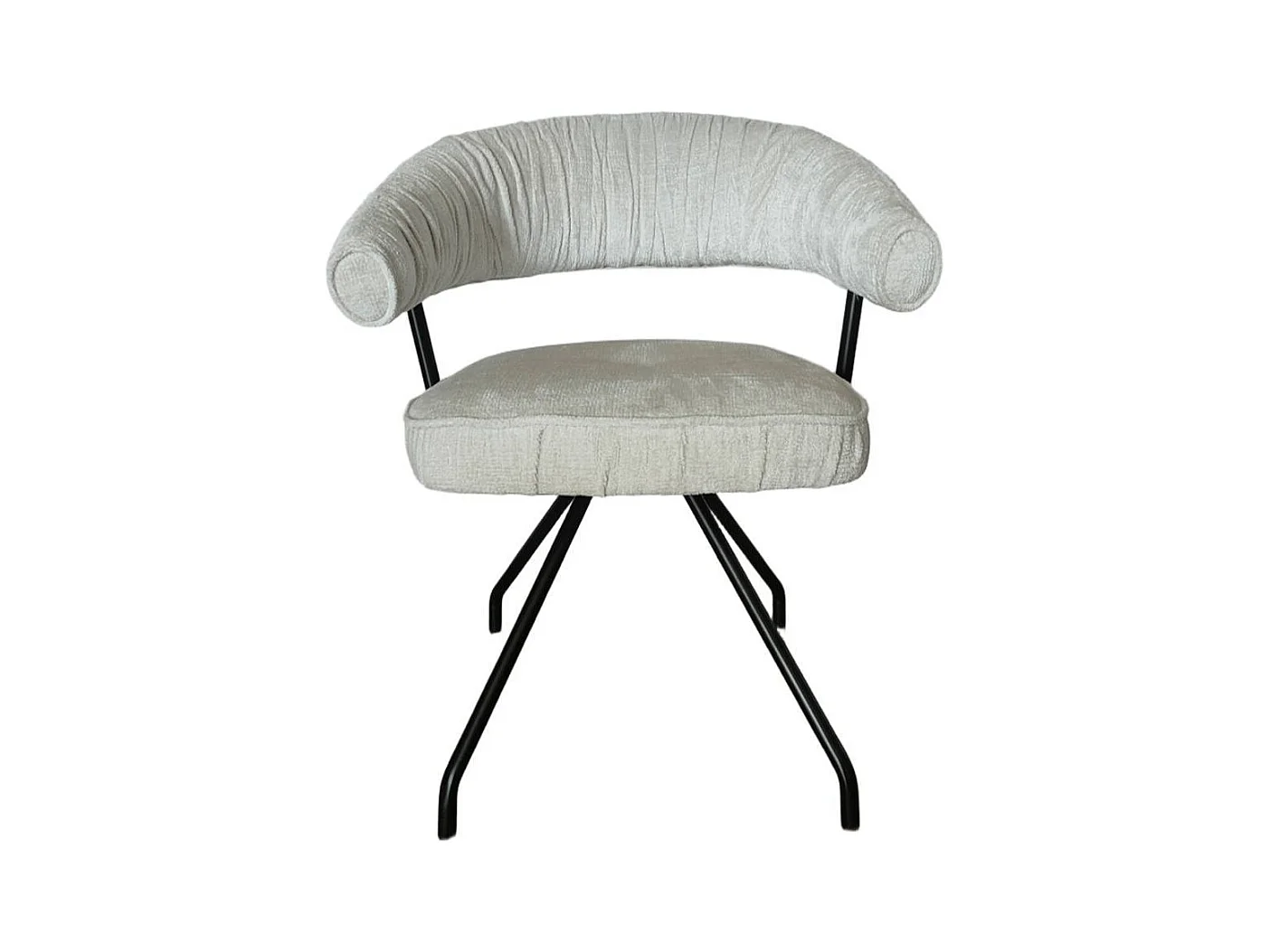 Armlehnenstuhl Esstischstuhl in Beige aus Chenillegewebe (2er Set)