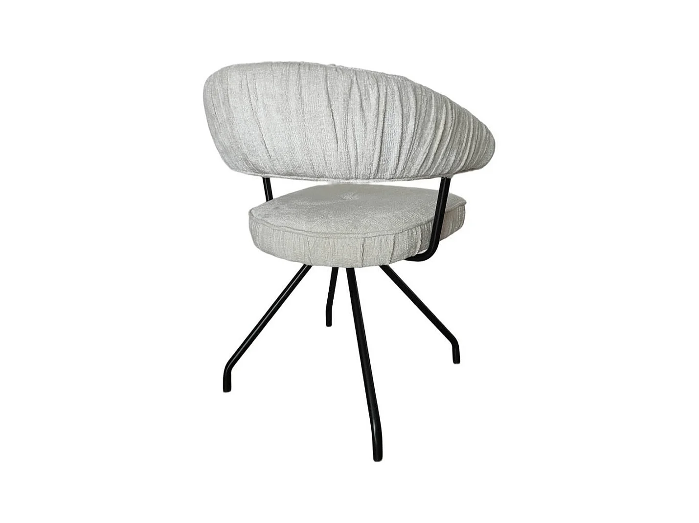 Armlehnenstuhl Esstischstuhl in Beige aus Chenillegewebe (2er Set)