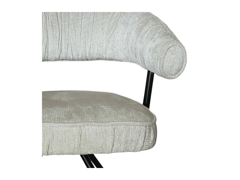 Armlehnenstuhl Esstischstuhl in Beige aus Chenillegewebe (2er Set)