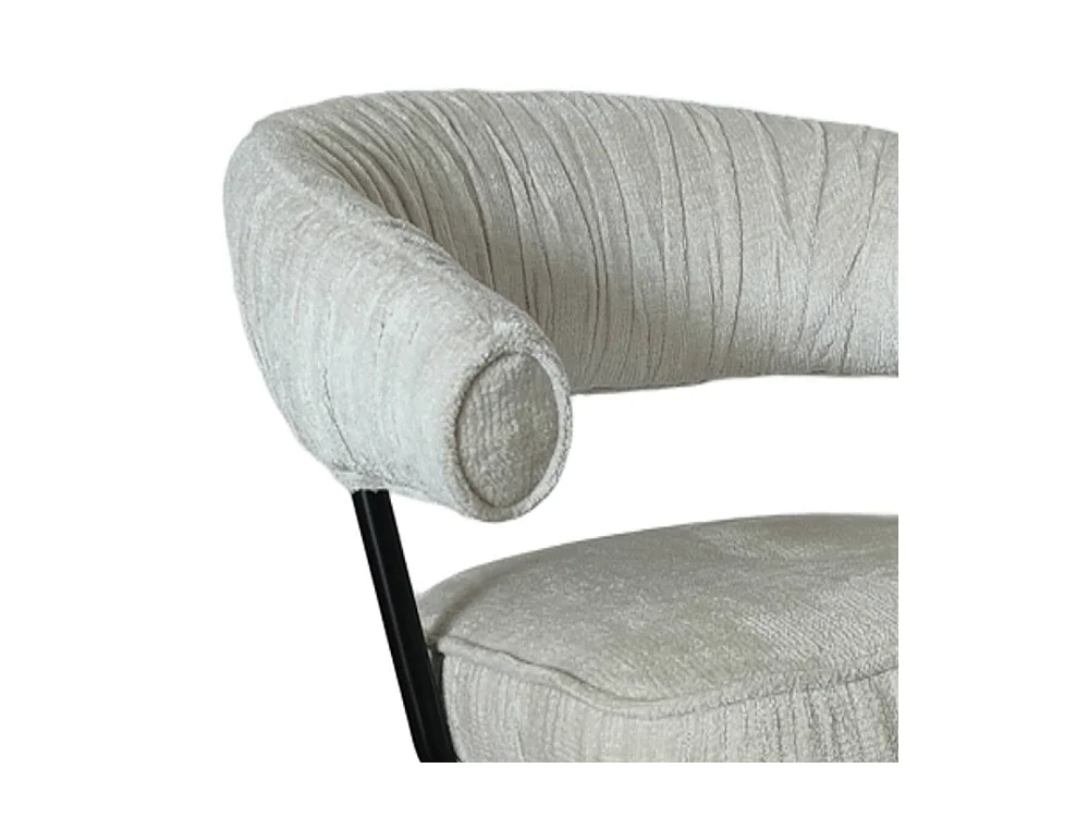 Armlehnenstuhl Esstischstuhl in Beige aus Chenillegewebe (2er Set)