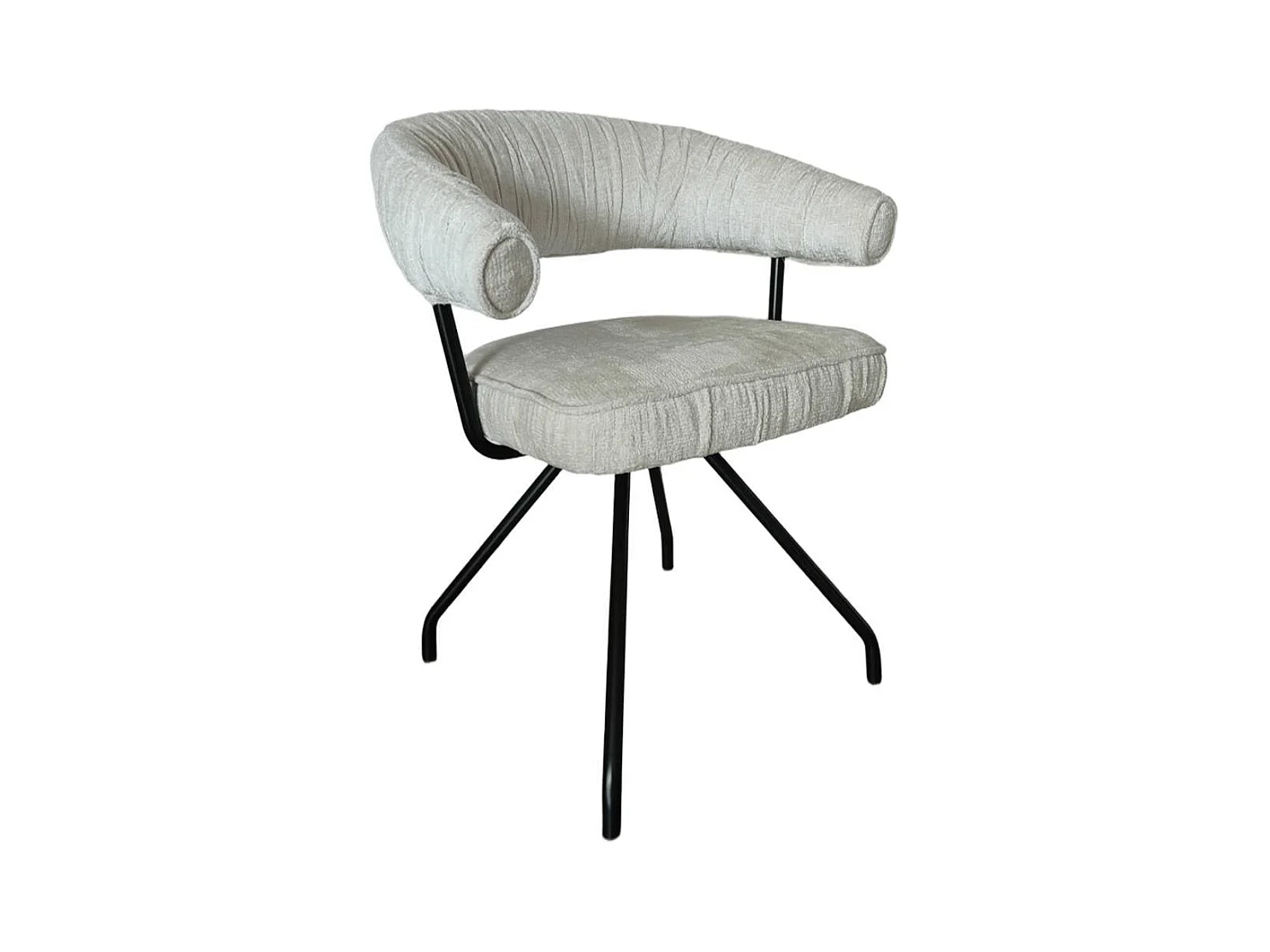 Armlehnenstuhl Esstischstuhl in Beige aus Chenillegewebe (2er Set)