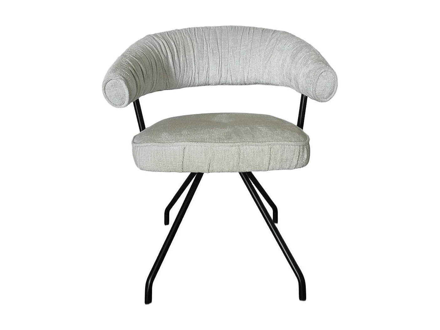 Armlehnenstuhl Esstischstuhl in Beige aus Chenillegewebe (2er Set)