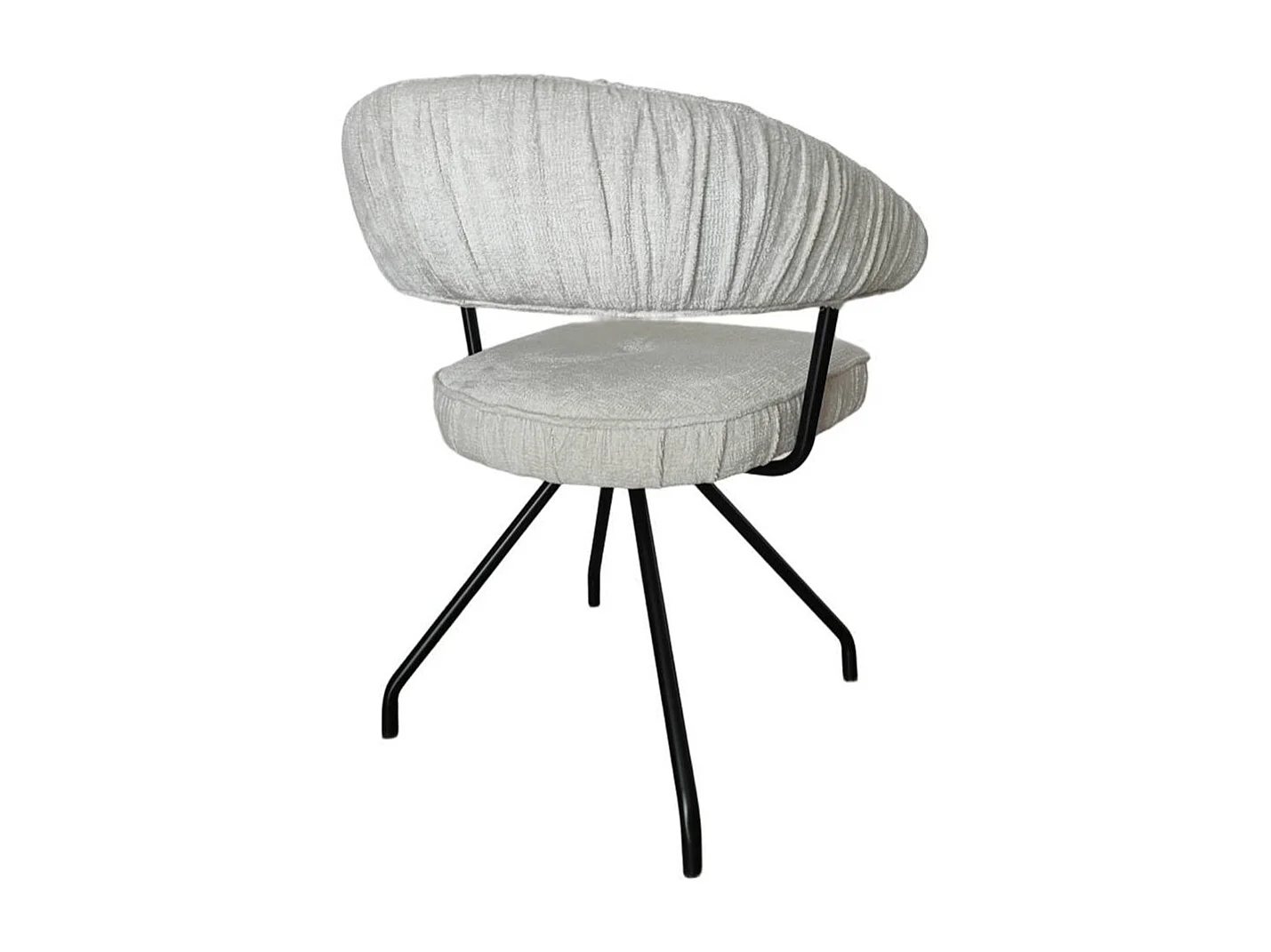 Armlehnenstuhl Esstischstuhl in Beige aus Chenillegewebe (2er Set)