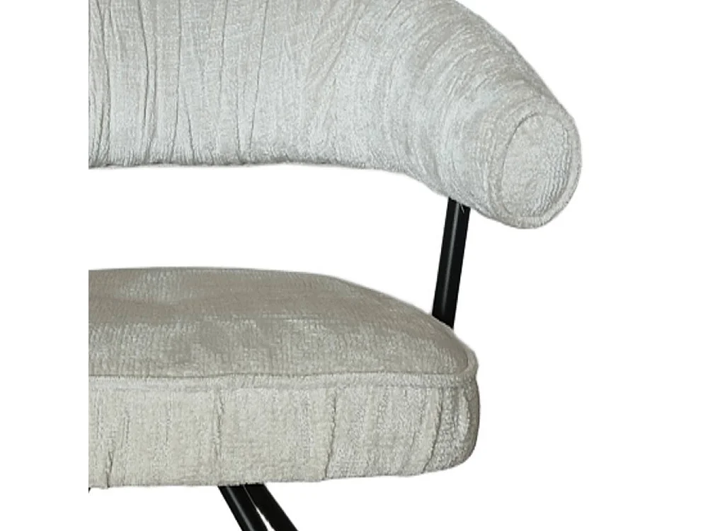 Armlehnenstuhl Esstischstuhl in Beige aus Chenillegewebe (2er Set)