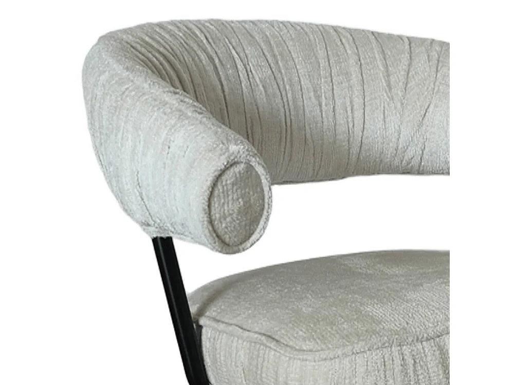 Armlehnenstuhl Esstischstuhl in Beige aus Chenillegewebe (2er Set)