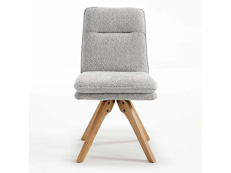 Moderne Esstischstühle in Eichefarben Grau Boucle (2er Set)