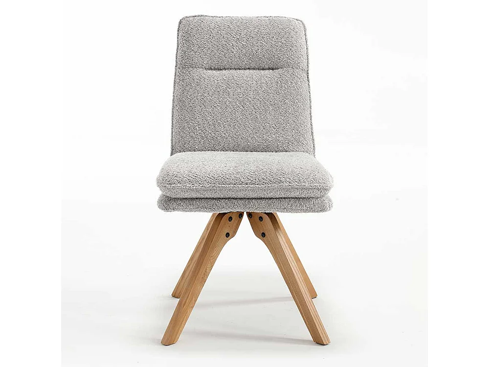 Moderne Esstischstühle in Eichefarben Grau Boucle (2er Set)