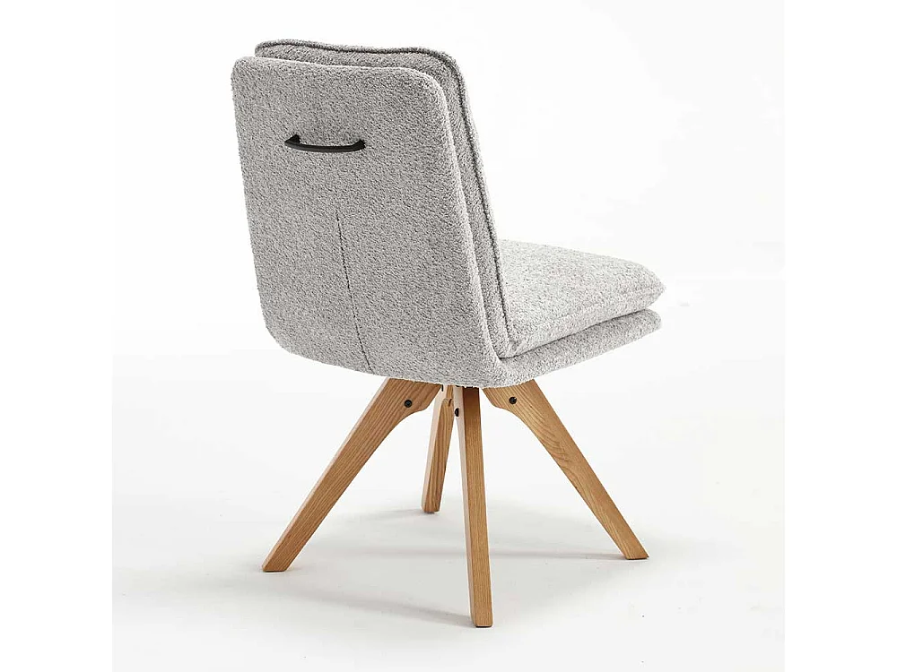 Moderne Esstischstühle in Eichefarben Grau Boucle (2er Set)