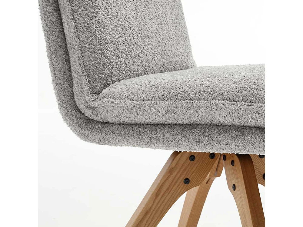 Moderne Esstischstühle in Eichefarben Grau Boucle (2er Set)