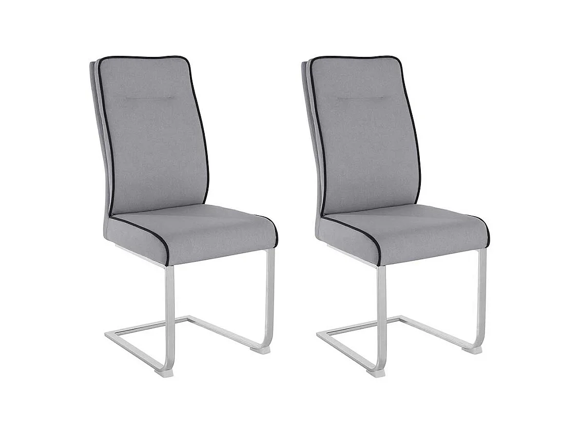 Freischwinger in Hellgrau Microfaser und Metall (2er Set)