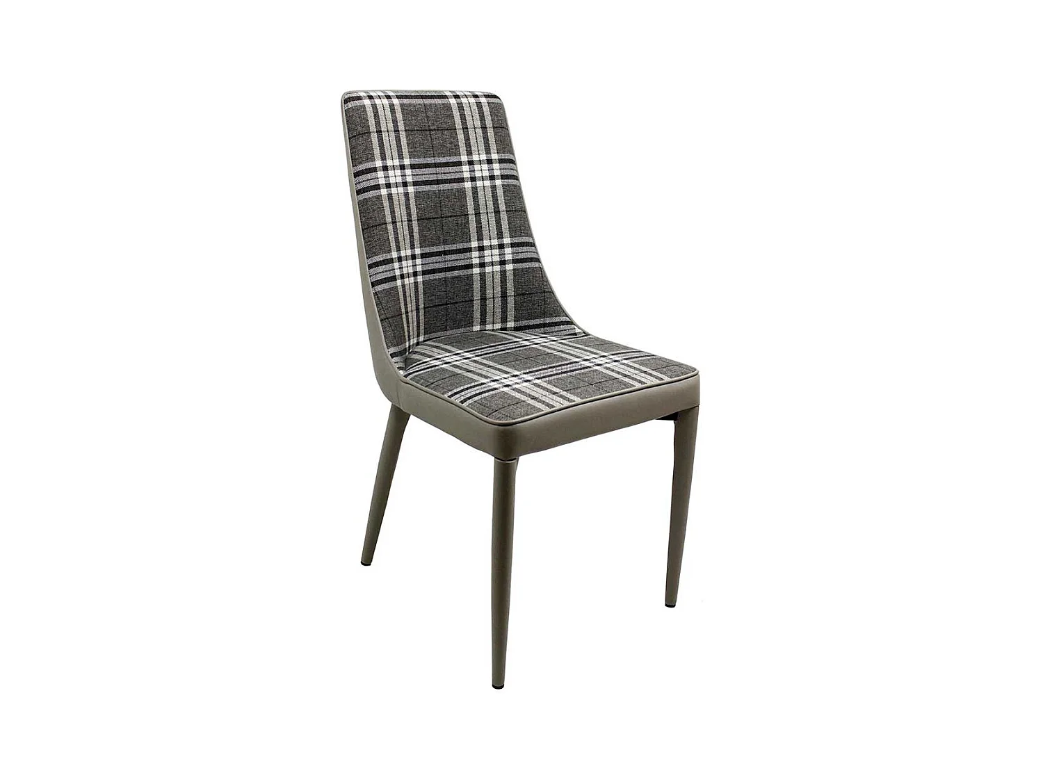 Polsterstühle in Grau kariert Gestell aus Metall (2er Set)