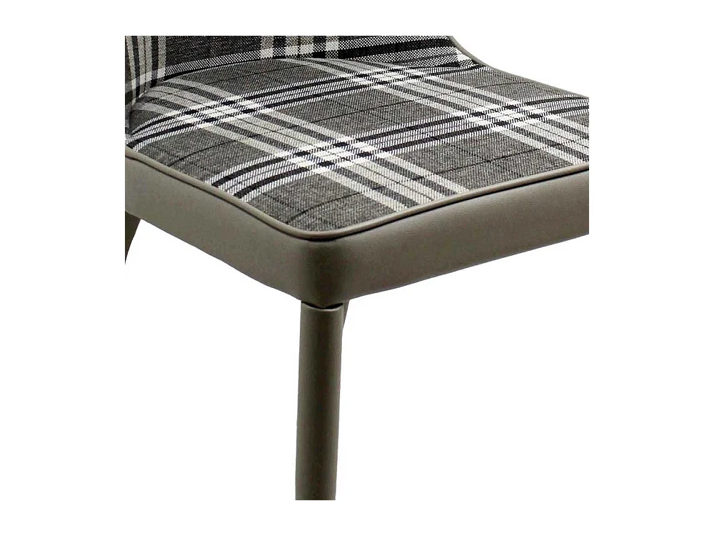 Polsterstühle in Grau kariert Gestell aus Metall (2er Set)