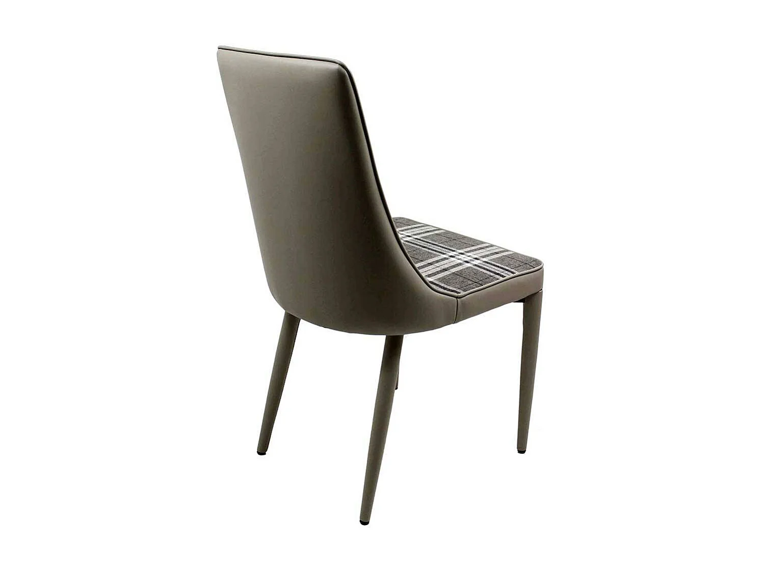 Polsterstühle in Grau kariert Gestell aus Metall (2er Set)