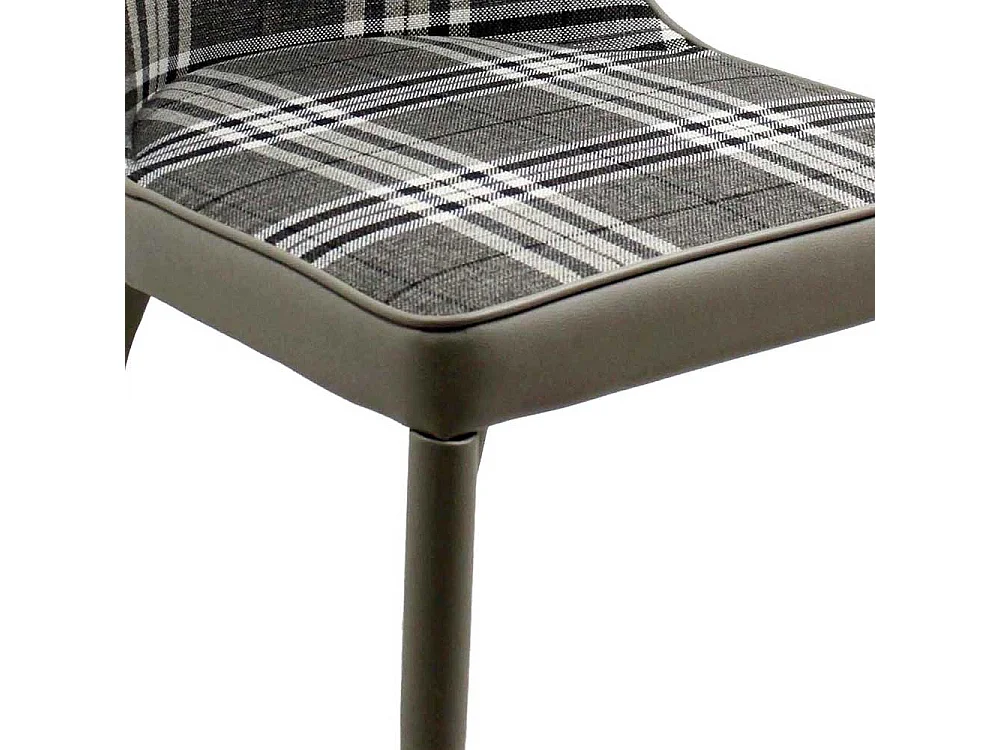 Polsterstühle in Grau kariert Gestell aus Metall (2er Set)