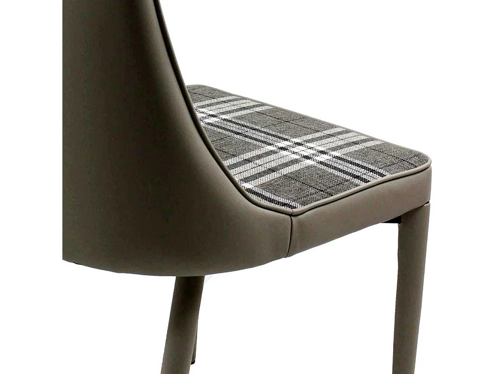 Polsterstühle in Grau kariert Gestell aus Metall (2er Set)