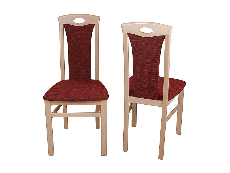 Esszimmerstuhl Set in Rot Stoff Buche Massivholz (2er Set)