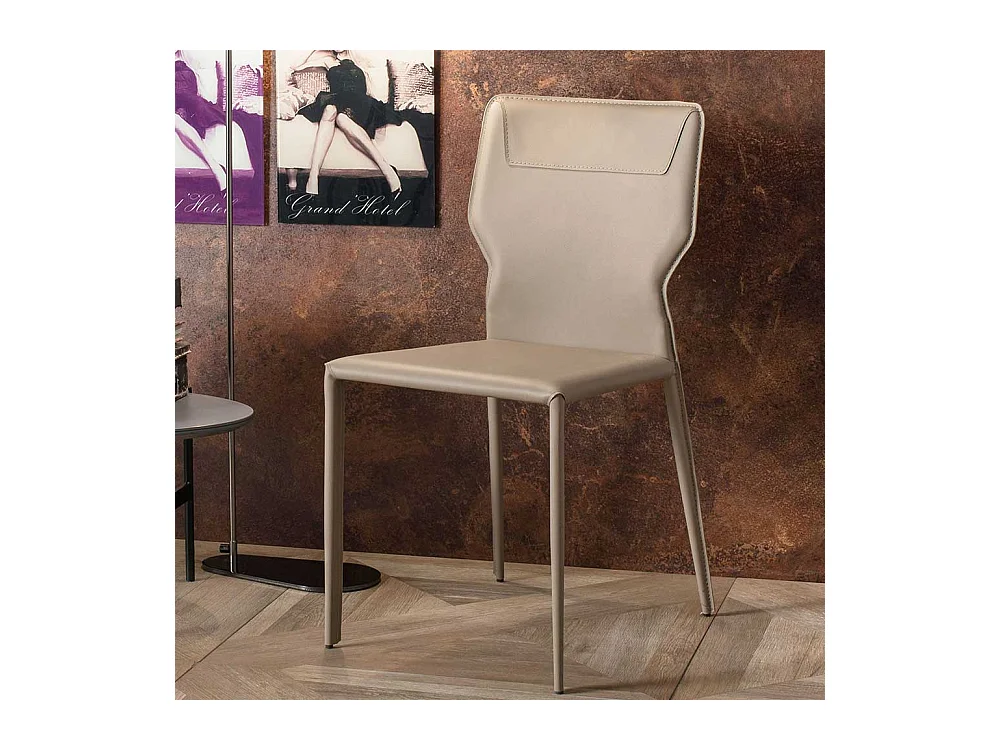 Polsterstühle in Taupe Kunstleder Metallgestell (2er Set)