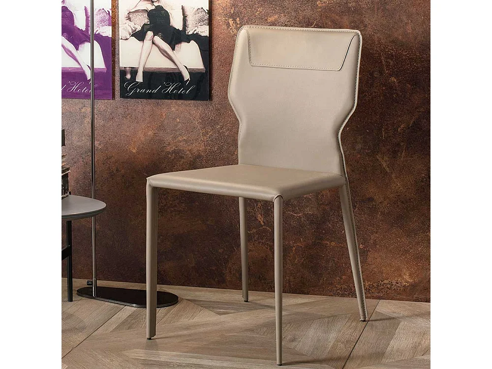 Polsterstühle in Taupe Kunstleder Metallgestell (2er Set)