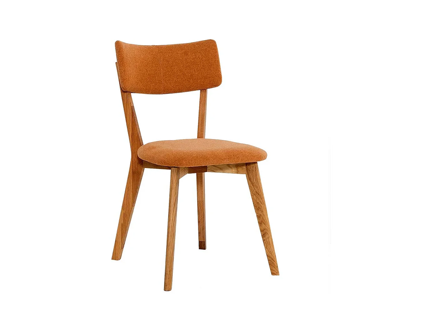 Küchenstuhl in Orange Stoff Gestell aus Massivholz Eiche
