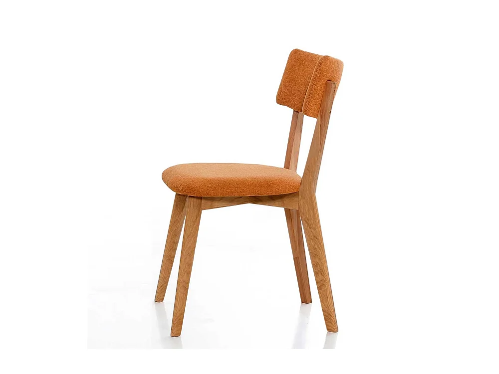 Küchenstuhl in Orange Stoff Gestell aus Massivholz Eiche