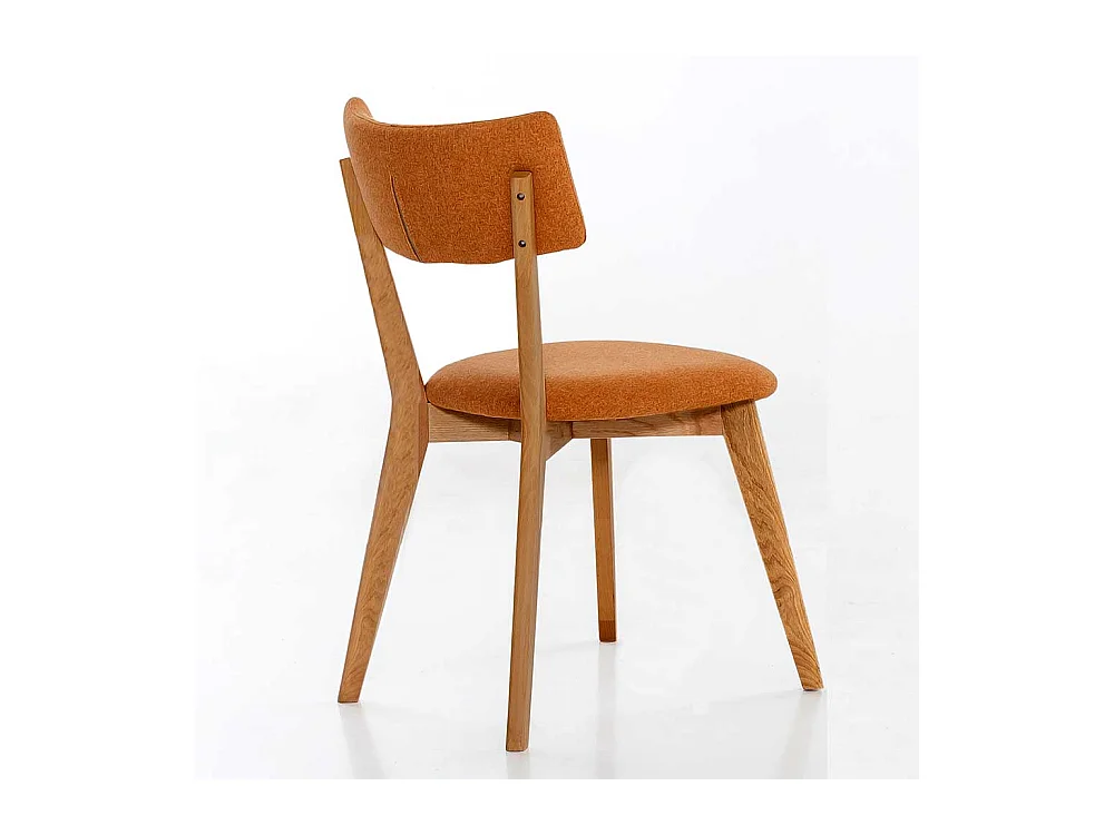 Küchenstuhl in Orange Stoff Gestell aus Massivholz Eiche