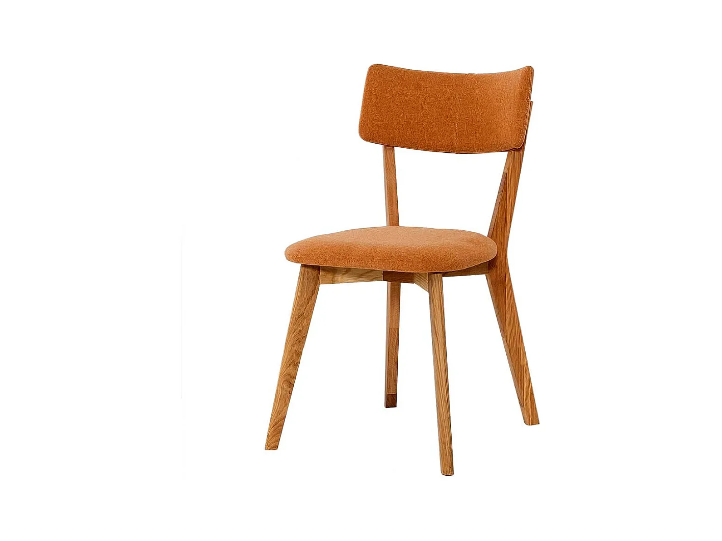 Küchenstuhl in Orange Stoff Gestell aus Massivholz Eiche