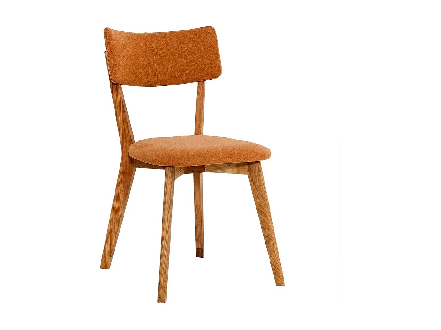 Küchenstuhl in Orange Stoff Gestell aus Massivholz Eiche