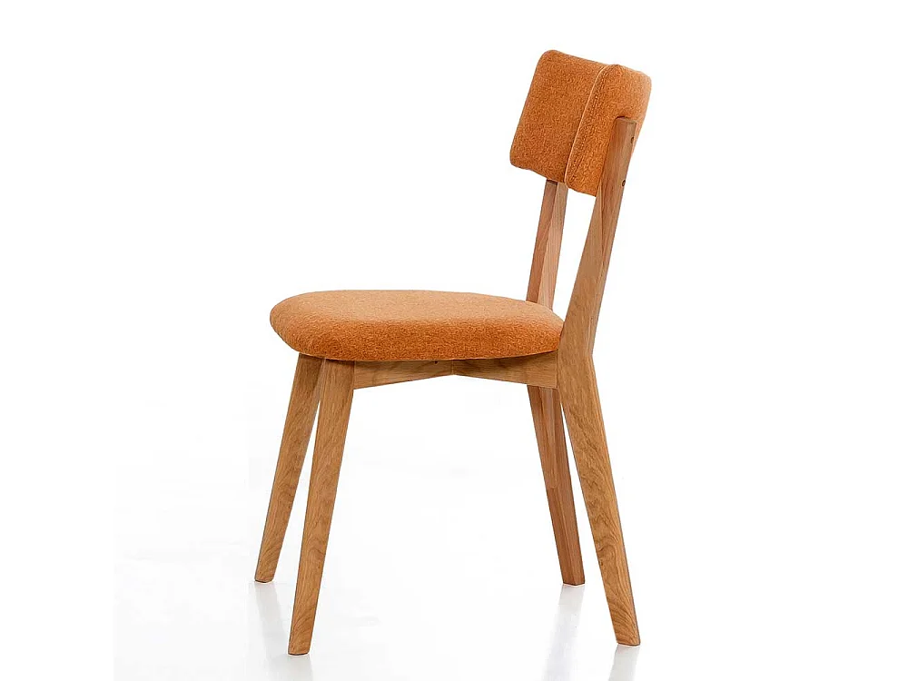 Küchenstuhl in Orange Stoff Gestell aus Massivholz Eiche