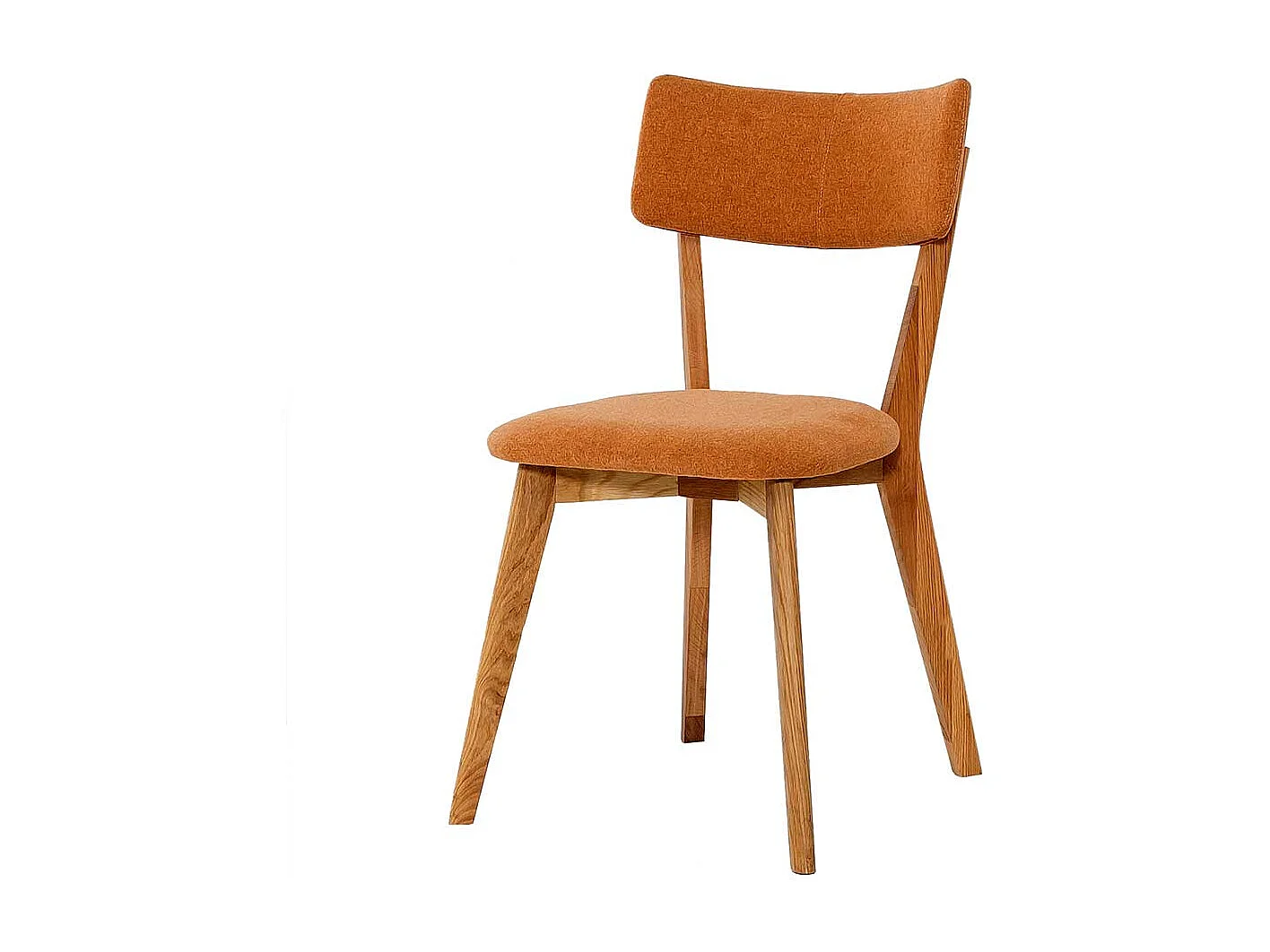 Küchenstuhl in Orange Stoff Gestell aus Massivholz Eiche