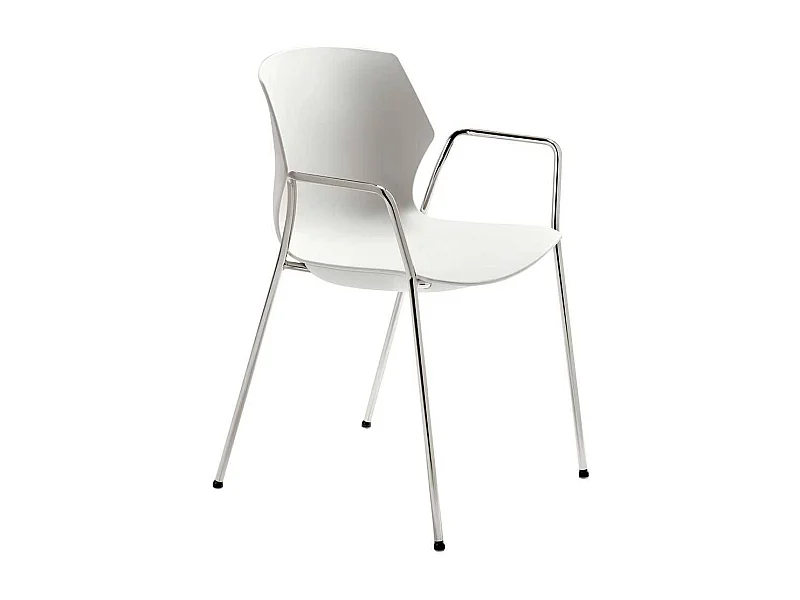 Weißer Stapelstuhl in Weiß Armlehnen
