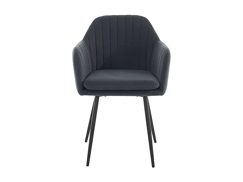 Polsterstuhl Esszimmer Grau aus Samtvelours Metall (2er Set)