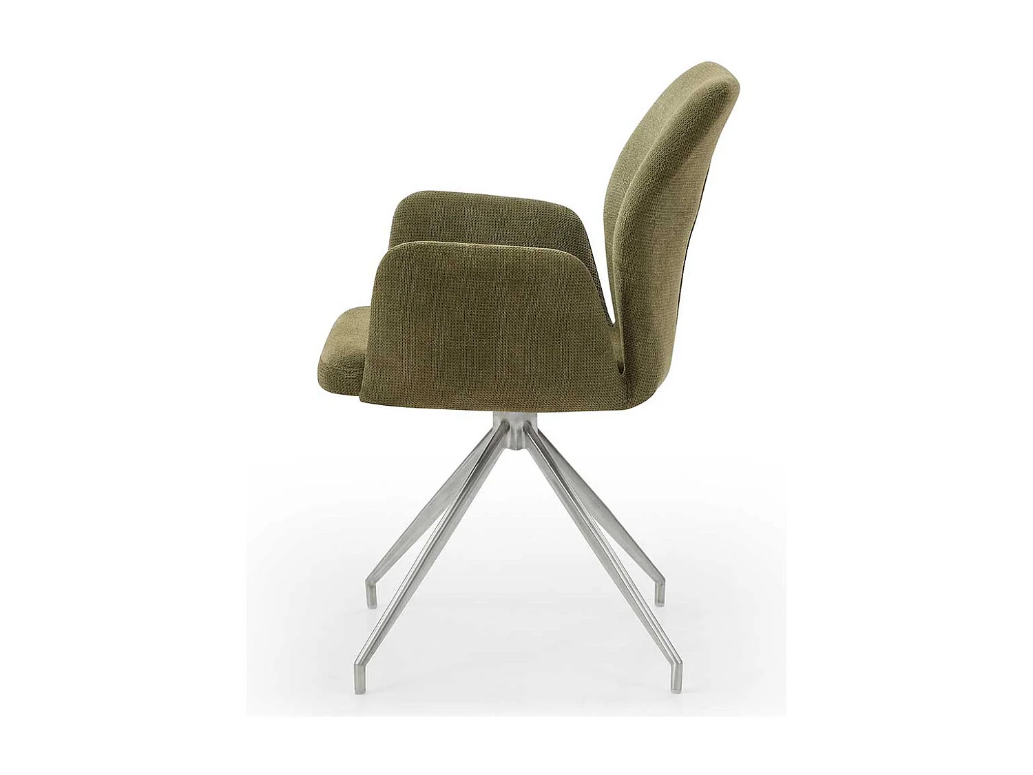 Polster Drehstuhl für Esstisch Oliv Grün und Silber