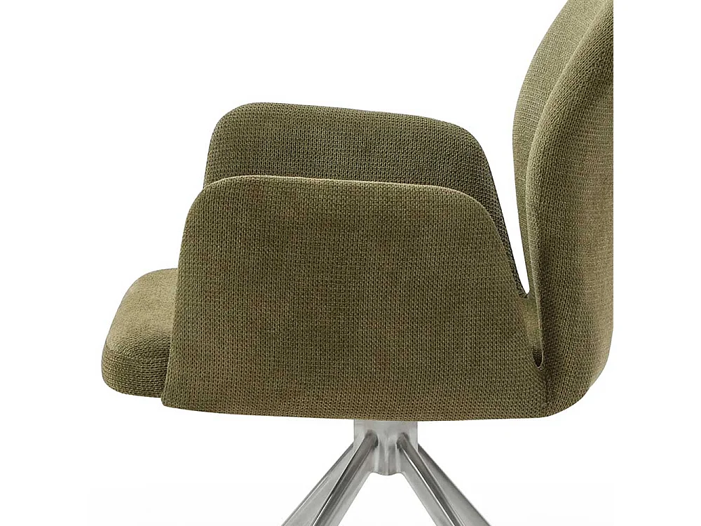 Polster Drehstuhl für Esstisch Oliv Grün und Silber