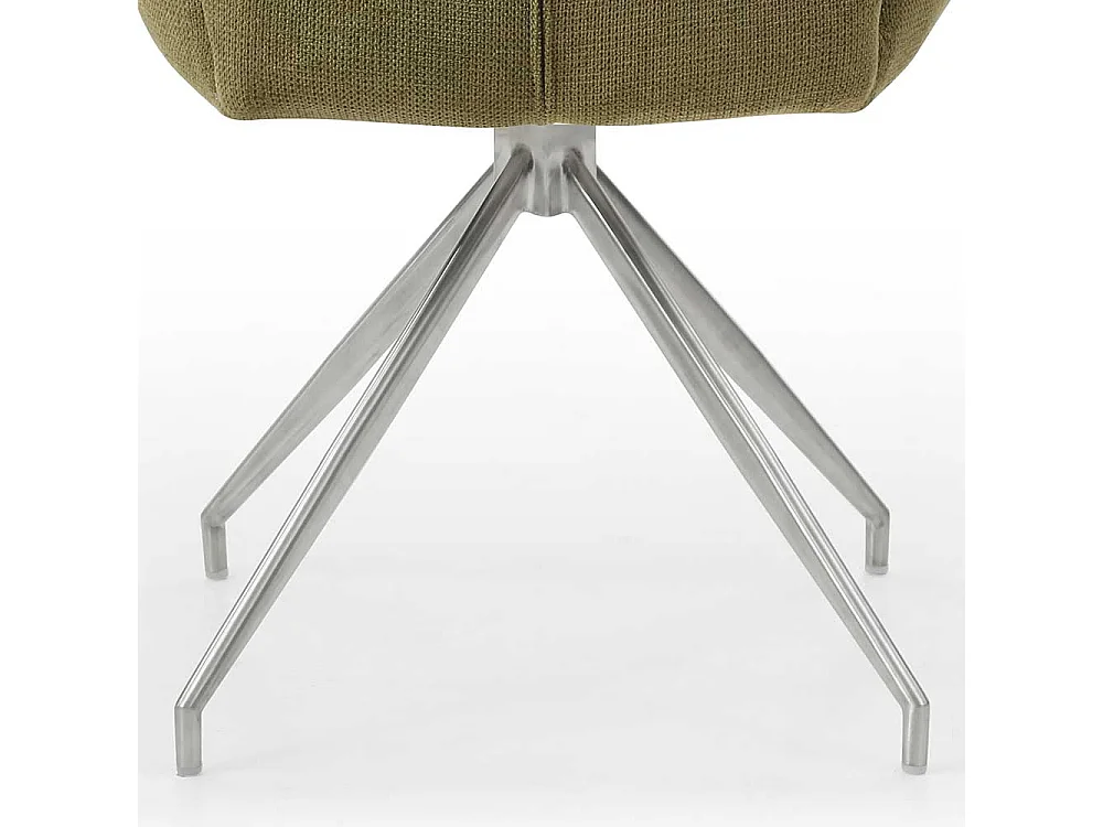 Polster Drehstuhl für Esstisch Oliv Grün und Silber