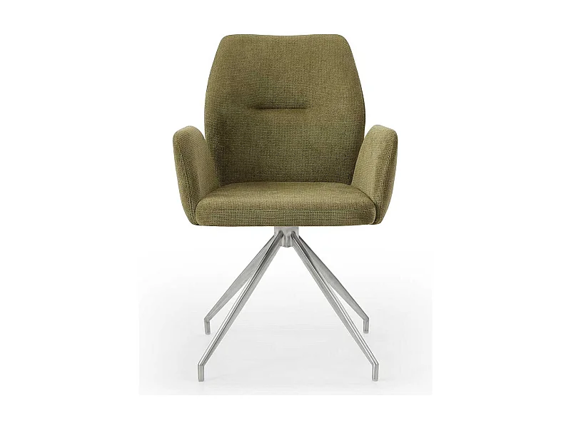 Polster Drehstuhl für Esstisch Oliv Grün und Silber