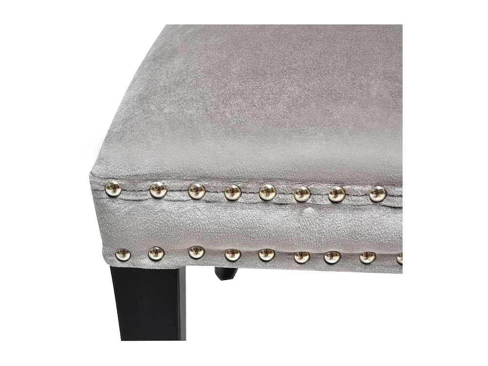 Samt Esszimmerstuhl in Hellgrau und Schwarz Massivholz Chesterfield Look