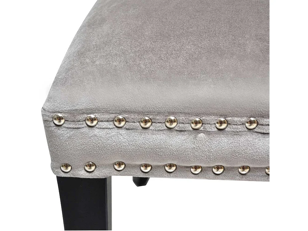 Samt Esszimmerstuhl in Hellgrau und Schwarz Massivholz Chesterfield Look