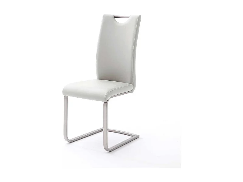 Küchenstuhl Set in Weiß Kunstleder Edelstahl (4er Set)